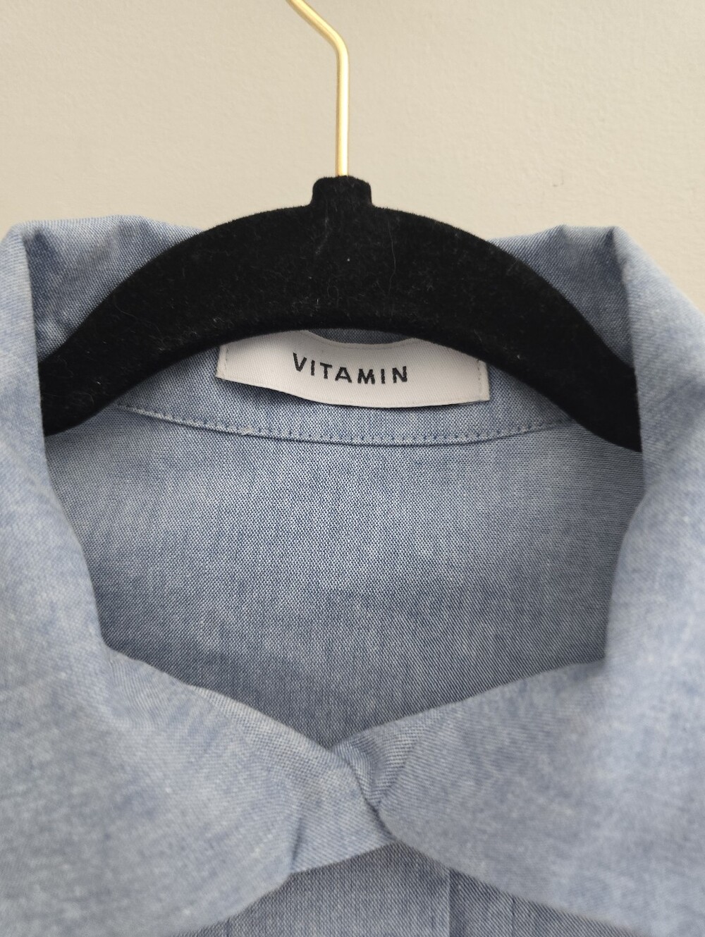 Vitamin Light Blue Minimilist Cotton Button Down Tie Sleeve Shirt Top M - Picture 3 of 9